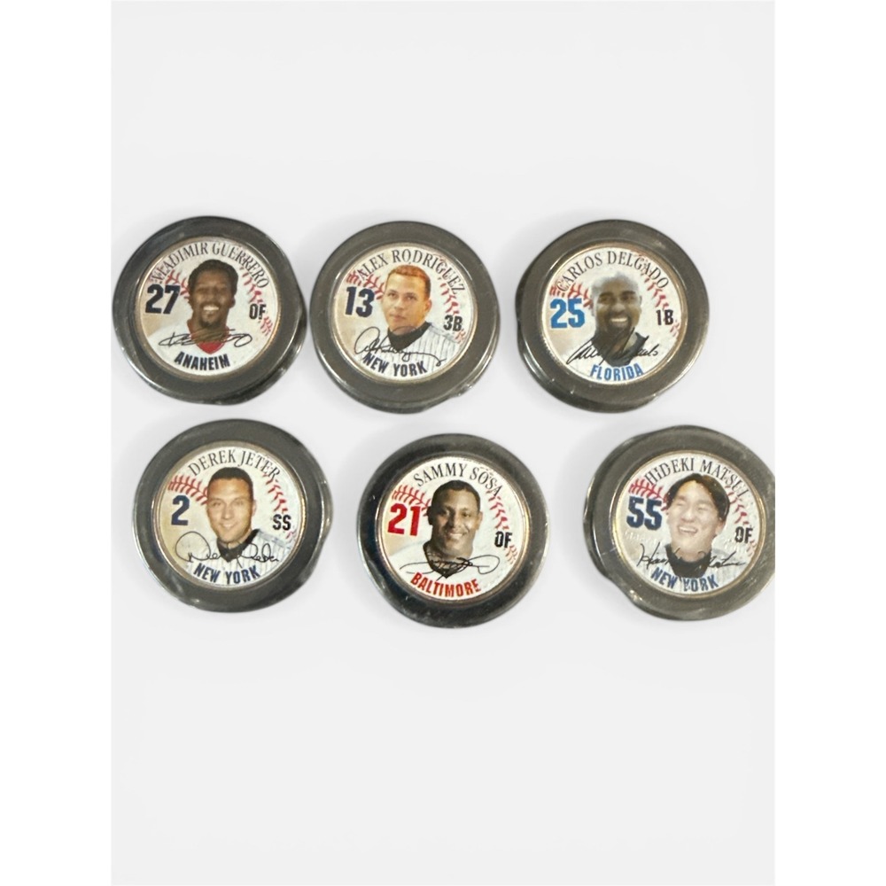 MLB Baseball‎ Coins Tokens Jeter Rodriguez Guerrero Sosa Delgado Matsui Set of 6